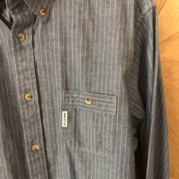 Blue & White Striped Ben Sherman Button Up Shirt - Picture 5 of 7